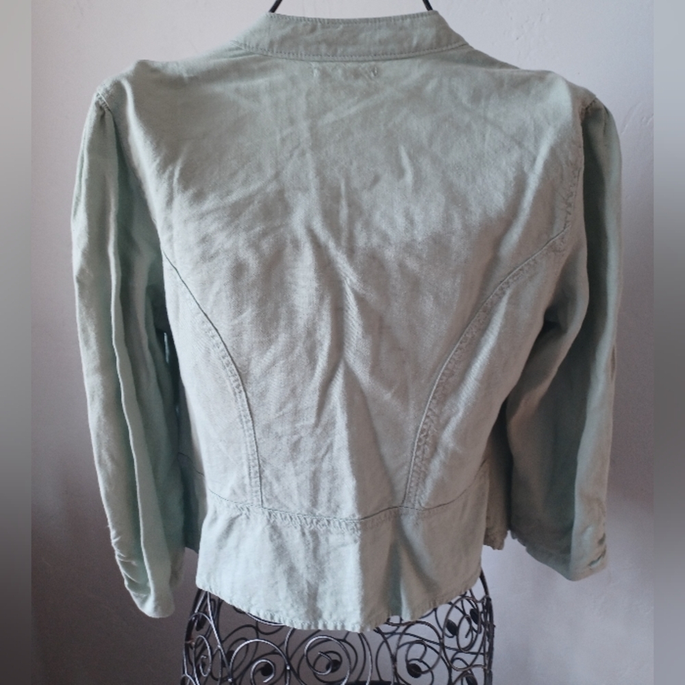 Maurices Pale Mint Open Front Linen Blend Jacket - Picture 6 of 6